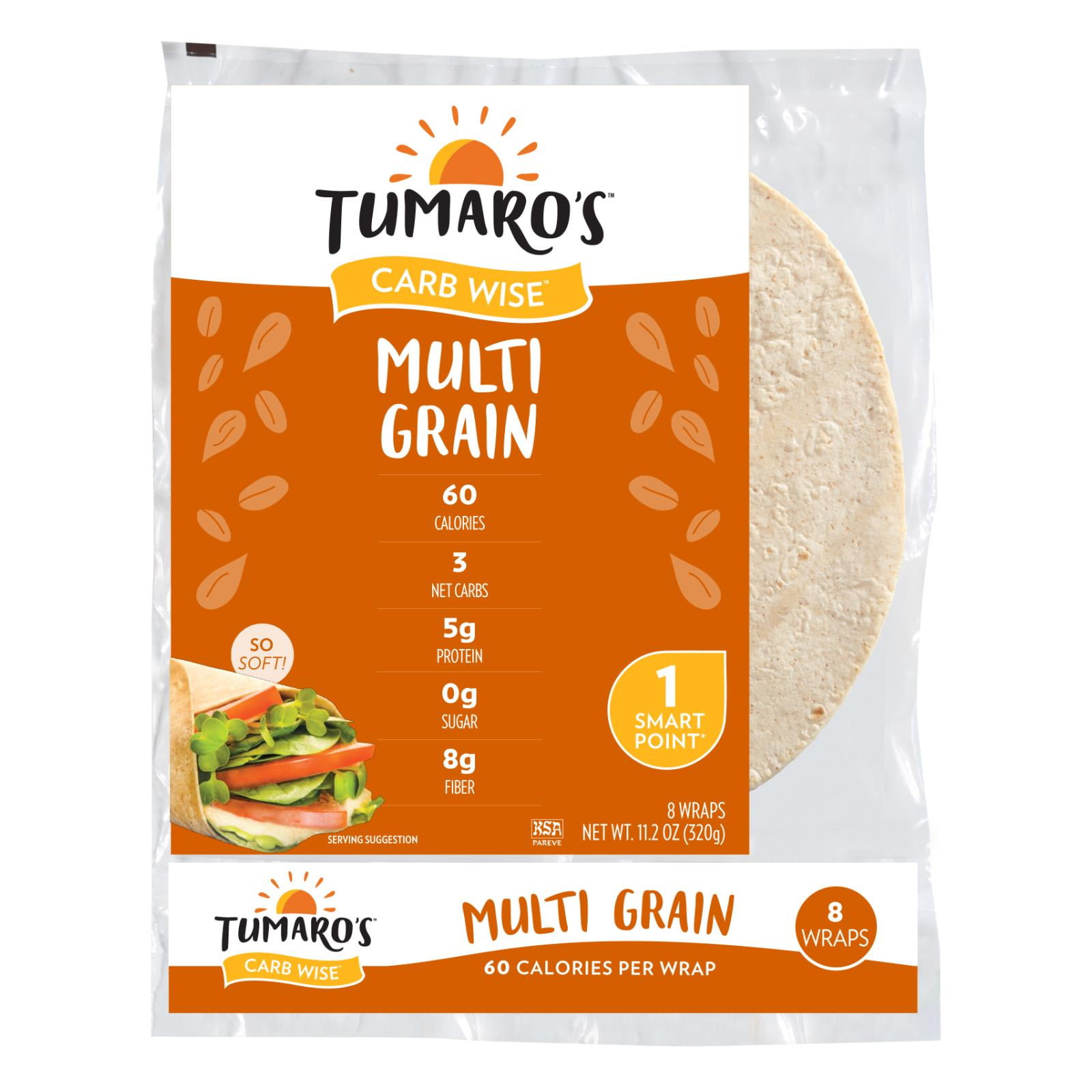 Tumaro's 8" Wraps, Carb Wise, Multi Grain, 11.2 oz., 8 ct.