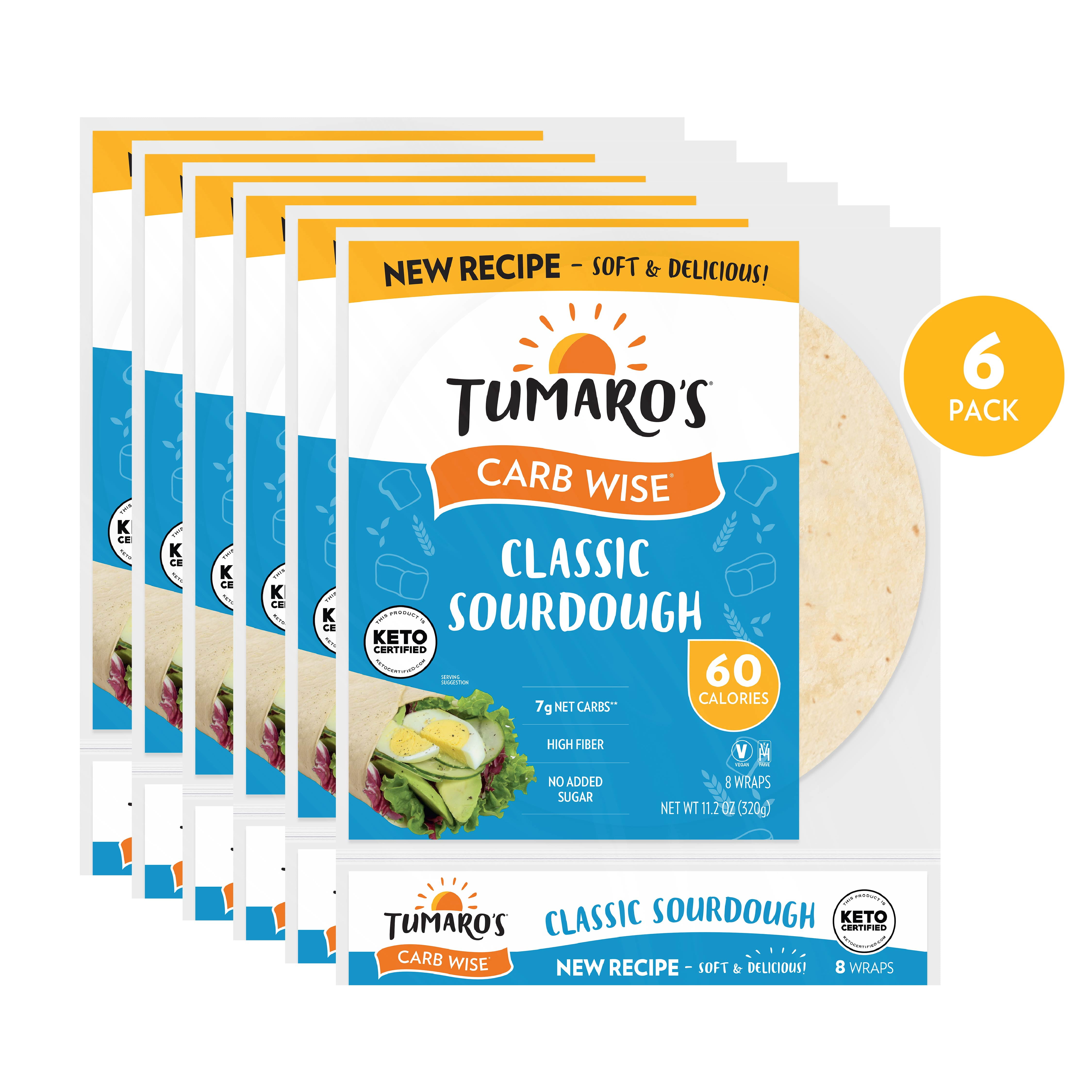 Tumaro's Classic Sourdough Carb Wise Wraps, 6 pack, 48 count