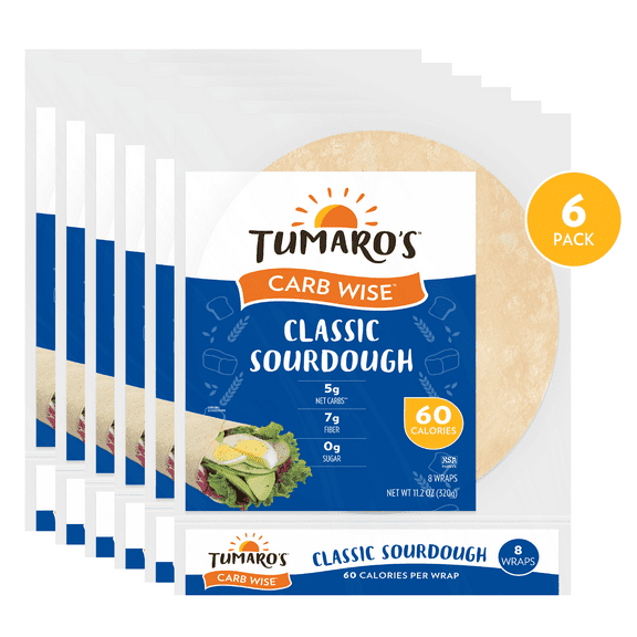 Tumaro's Classic Sourdough Carb Wise Wraps, 6 pack, 48 count