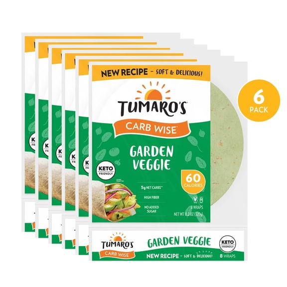 Tumaro's Garden Veggie Carb Wise Wraps, 6 Pack, 48 Count