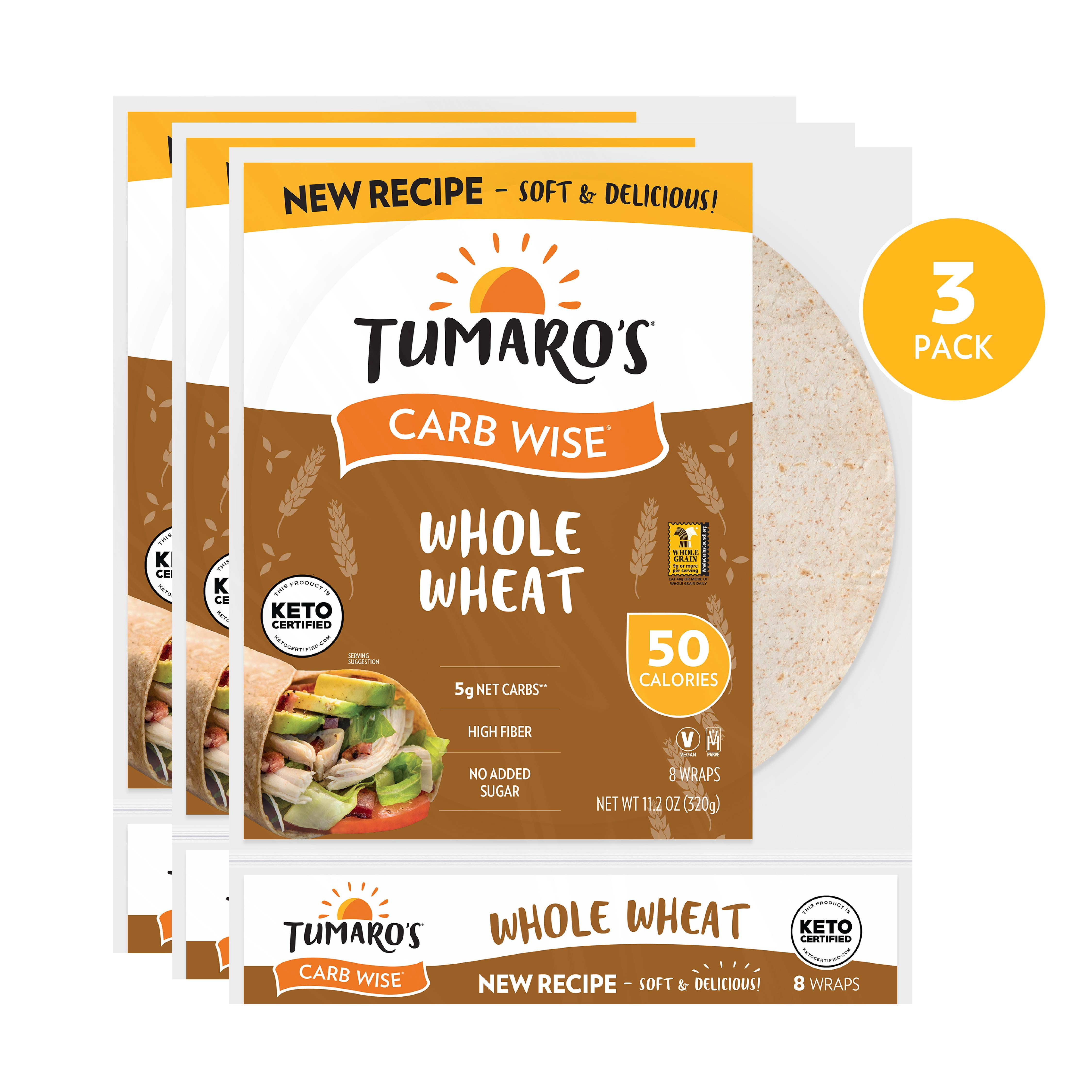 Tumaro's Whole Wheat Carb Wise, 3 pack, 24 Count