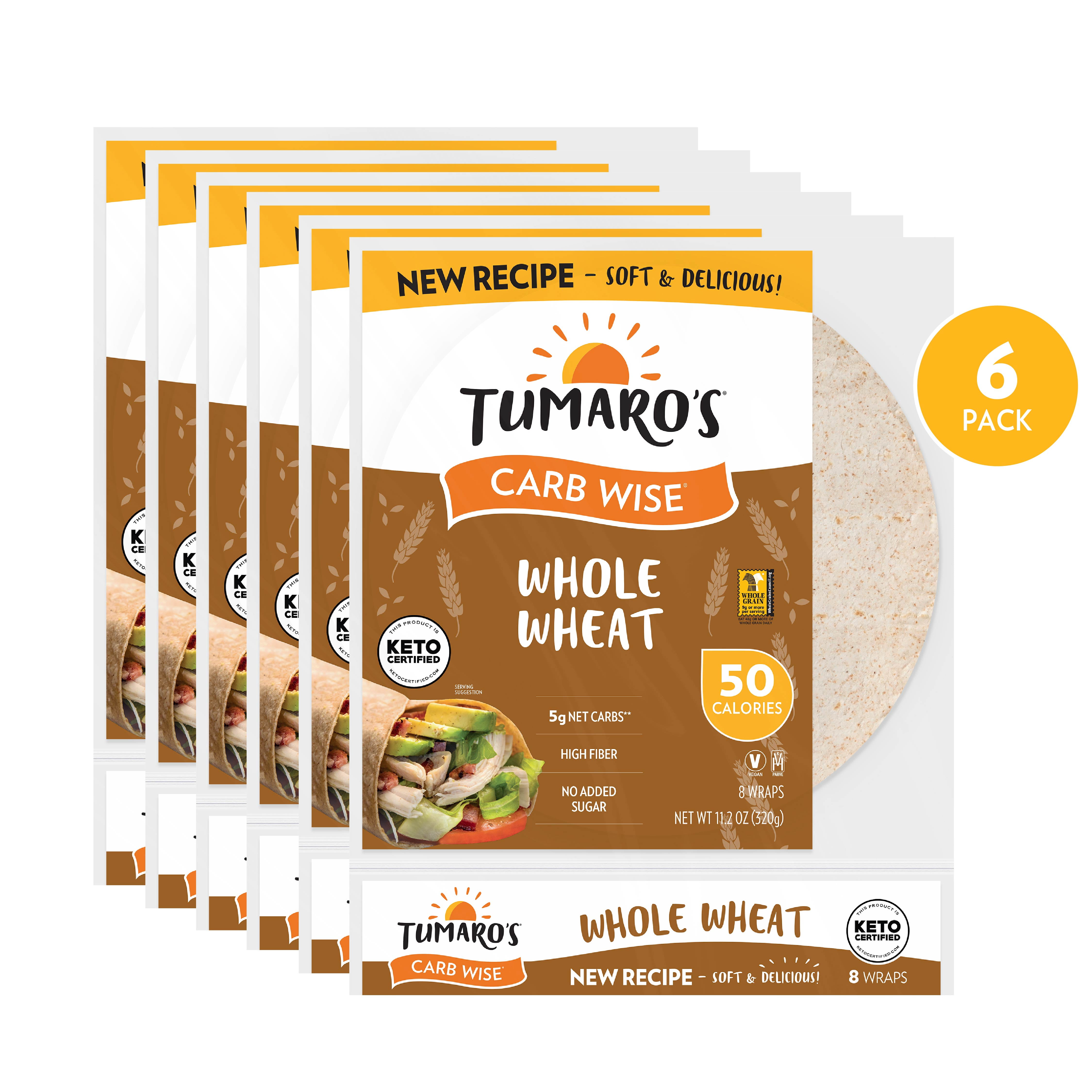 Tumaro's Whole Wheat Carb Wise, 6 pack, 48 Count