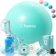 Tumaz Exercise Ball, Pilates Ball, Pregnancy Ball Set with Peri Bottle,Yoga Strap & Non-Slip Sock,Green M Size