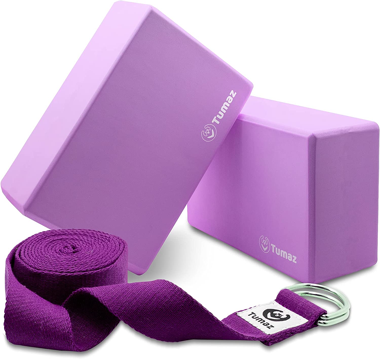 Gaiam Yoga Block (2Pack) and Strap Combo Deep Purple