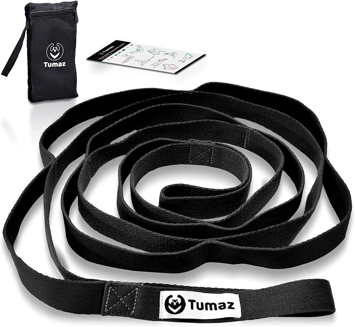 Tumaz Yoga Strap, Thick Soft 10 Loops & Non-Elastic Stretching Strap, 80  inch, Blue 