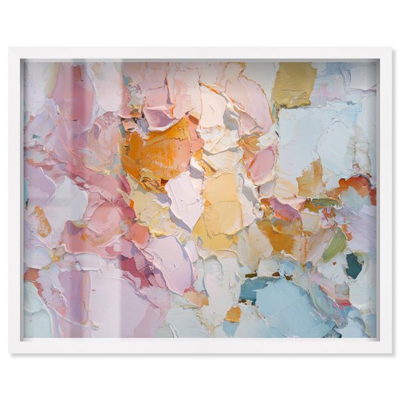 Tumble of Pastels I Shadowbox Print Pink Wall Art by Art Remedy, White Frame, 20 x 16