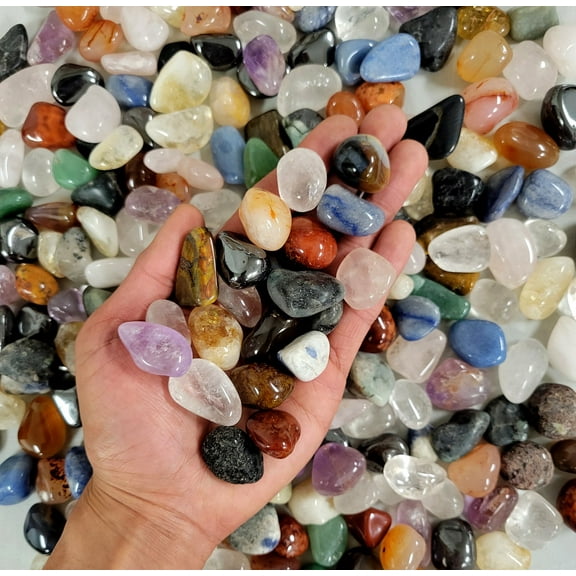 Tumbled Colorful Crystals Mix Assorted Healing Gemstones Bulk by Pound, Assorted Shapes with 16 oz