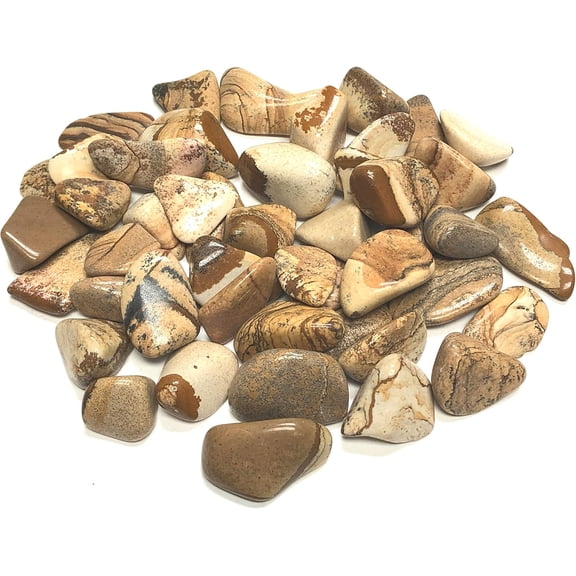 Tumbled Picture Jasper - Large 1" Stones in Velvet Bag (1 Pound)