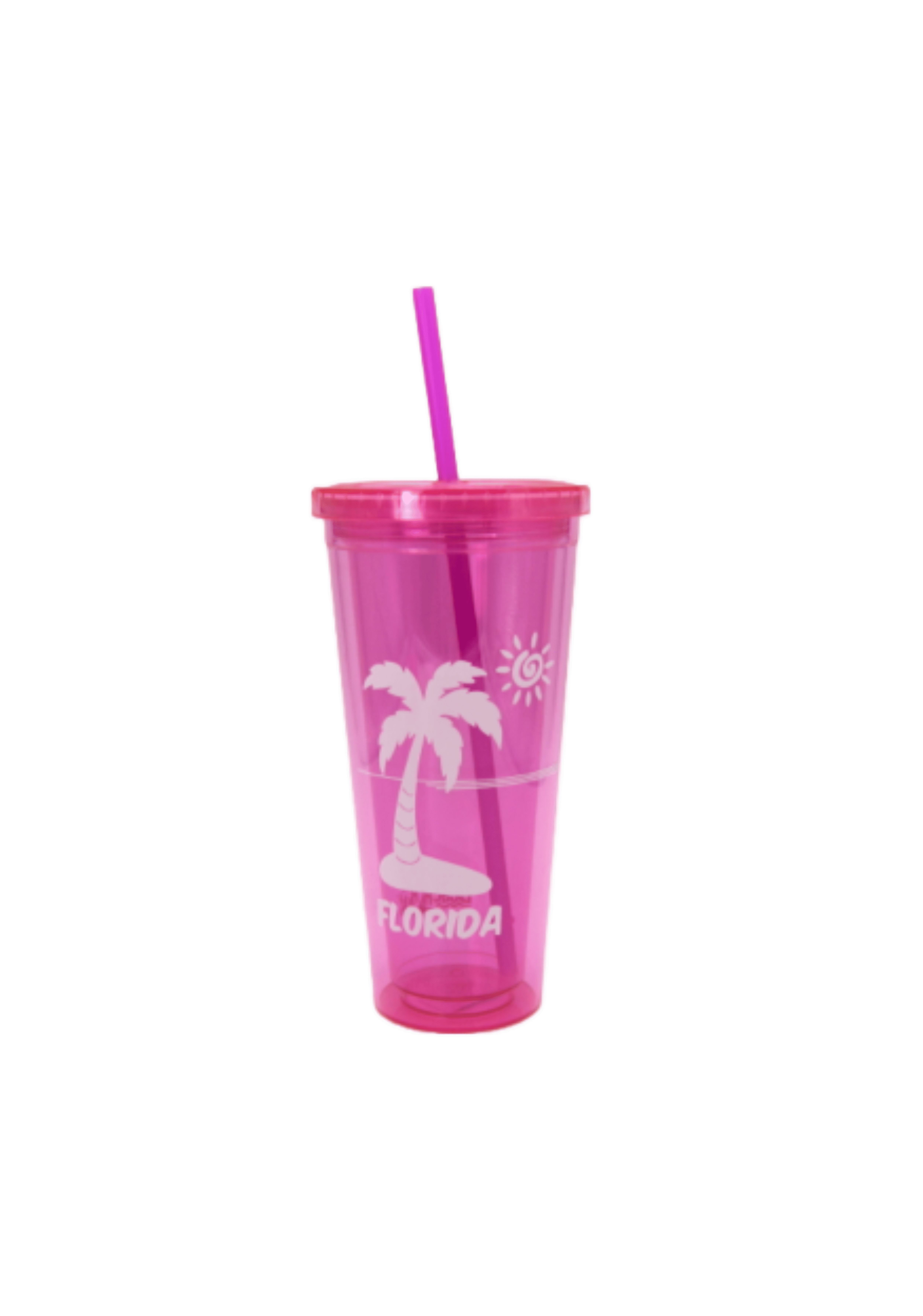 Tumbler 16oz Florida Pink Palms-Beach Hut Inc. All Occasion Souvenir
