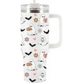 thumbnail image 1 of Tumbler 40Oz With Handle For Women, Men - Fall Cup, Spirit Halloween Cup For Mom, Sister - Halloween Kitchen Decor, Ghost Tumbler, Funny Spooky Gift For Friend, Coworker (Cute Boo & Book), 1 of 6