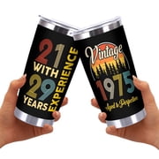 Tumbler 50th Birthday Gifts for Him, Her - 1975 50th Birthday Decorations, Cool 50 Year Old Gifts for Men, Women, Dad, Husband, Mom, Wife - Funny Turning 50 Ideas