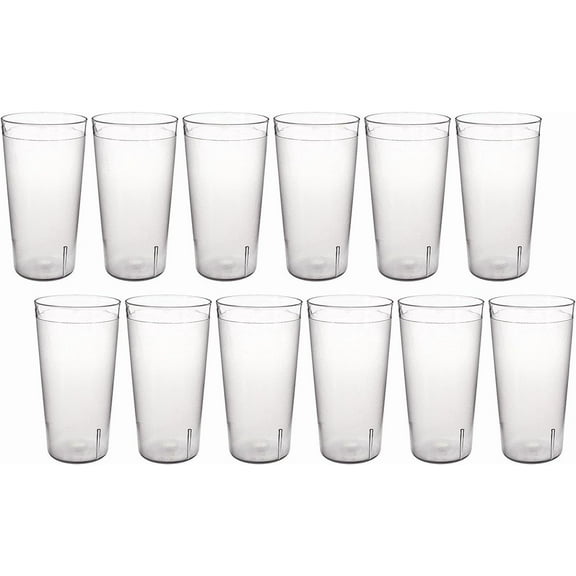 Tumbler Beverage Cup, Stackable Cups, Break-Resistant Commercial SAN Plastic, (16 oz, Clear-2) Set of 12