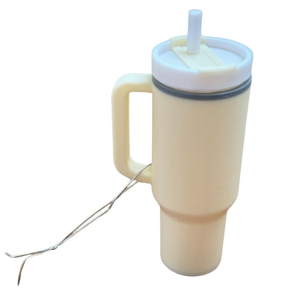 Tumbler Cup Christmas Ornament | Miniature Drinkware Replica for Holiday Decor | 2025 Gift Secret Santa White Elephant (Cream)