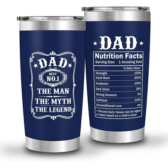 Tumbler For Dad - The Man, The Myth, The Legend Tumbler - Papa Cups From Daughter, Son, Best Dad Ever Gifts, Travel Cup for Father, New Daddy, Dad - Birthday Fathers Day Gift 20oz Tumbler