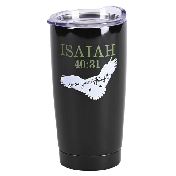 Dicksons SSTUMB-125 Black 20 Ounces Stainless Steel Travel Tumbler Mug with Lid, Renew Their Strength
