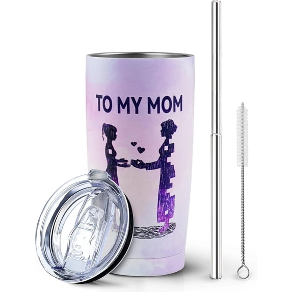 Tumbler Gifts For Mom From Daughter,Suitable for Mothers Day Mom Birthday Gifts,20 oz Coffee Tumbler with Straw and Lid,Double Wall Stainless Steel Vacuum Insulated Car Cup for Travel