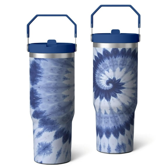 Tumbler with Handle 30oz Stainless Steel Insulated Flip Straw Coffee Cup Gifts for Best Friend Travelers Abstract Modern Oil Painting Tumbler for Coffee or Tea Drinking At Work