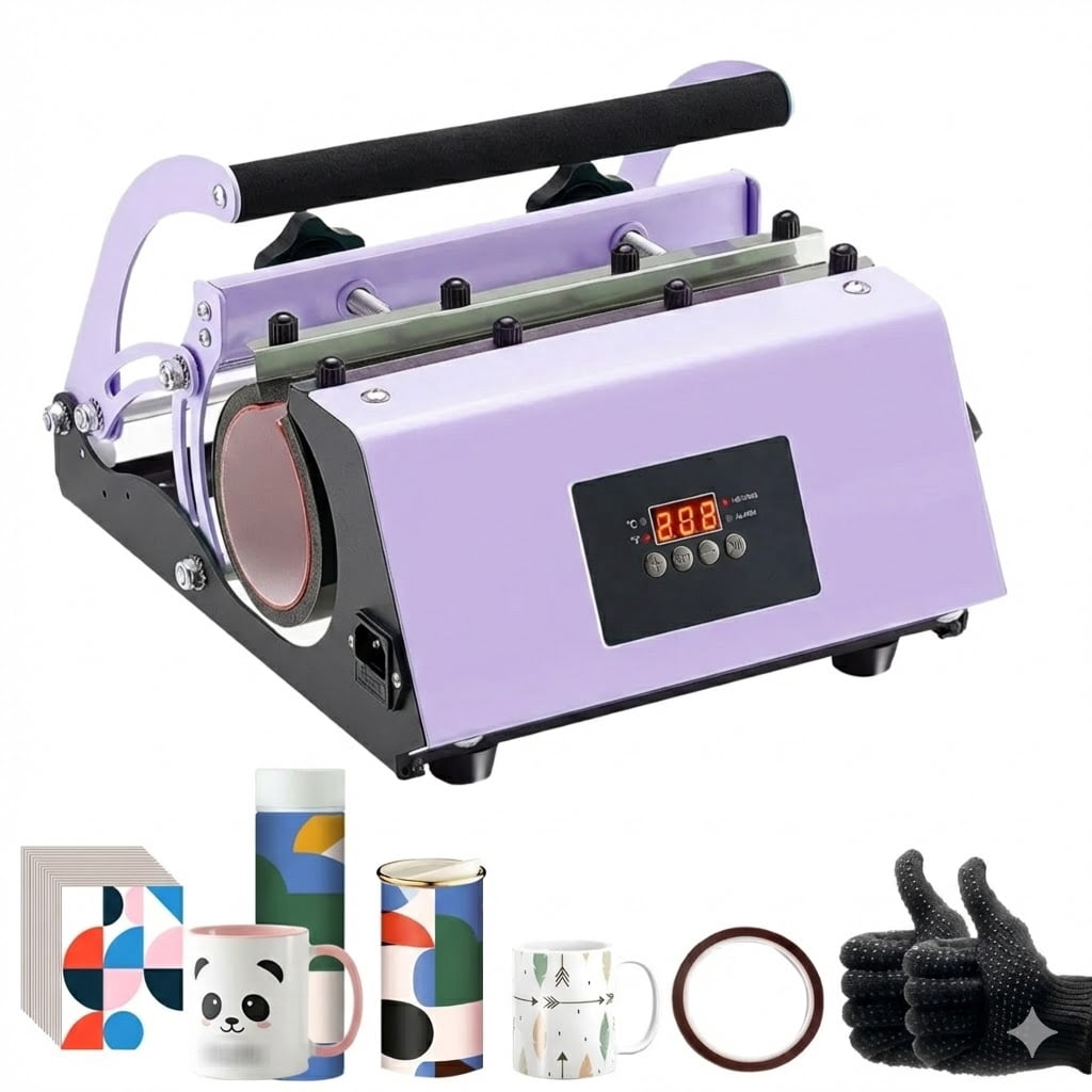 Tumbler Heat Press Machine, 11-30oz Mug Press,Temp and Time Setting,with Sublimation Paper, Tape and Gloves