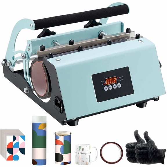 Tumbler Heat Press Machine 11-30oz, Mug Press for Sublimation, Fast Heating, with Paper, Tape & Gloves, Time/Temp Control, for Cups & Mugs - Green