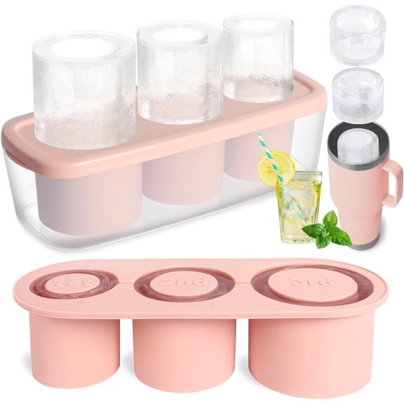 Tumbler Ice Mold for 20-30-40Oz Tumbler Cup, 3 Sizes Circle Large Ice Cube Tray, Silicone Ice Cube Tray for Chilling Cocktail, Whiskey