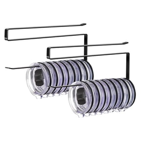Tumbler Lid Organizer, Horizontal Tumbler Lid Storage Hook Up to 10 Lids, Space Saving Cup Lid Holders Under Cabinet Tumbler Lid Hook for Kitchen Organizer and Storage,Hanging Paper Towel Rack Hanger
