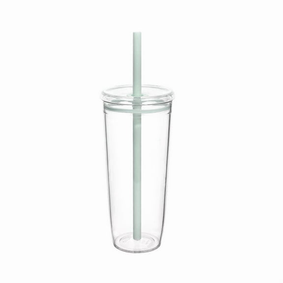 Tumbler with Lid and Straw, Leak Proof and Double Wall Insulated Reusable Plastic Cups, Travel Reusable Iced Coffee Cup, Transparent Plastic Water Cup, for Juices Coffee Tea Milk Hot Chocolate