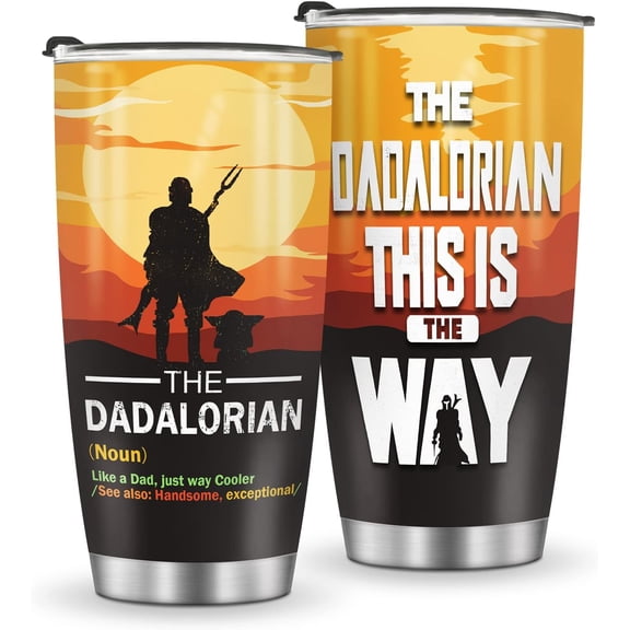 Tumbler Mug Gifts for Dad Husband Men Him Father''s Day Birthday Present from Daughter Son Wife for Travel Home Office 20oz Insulated Dadalorian Cup with Lid for Coffee Water Iced Tea