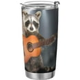 thumbnail image 1 of Tumbler Raccoon Rock Guitar Insulated Coffee Cup Beverage Container Travel Mug with Straw and Lid Double Wall Stainless Steel 20oz Office, Back to School, 1 of 5
