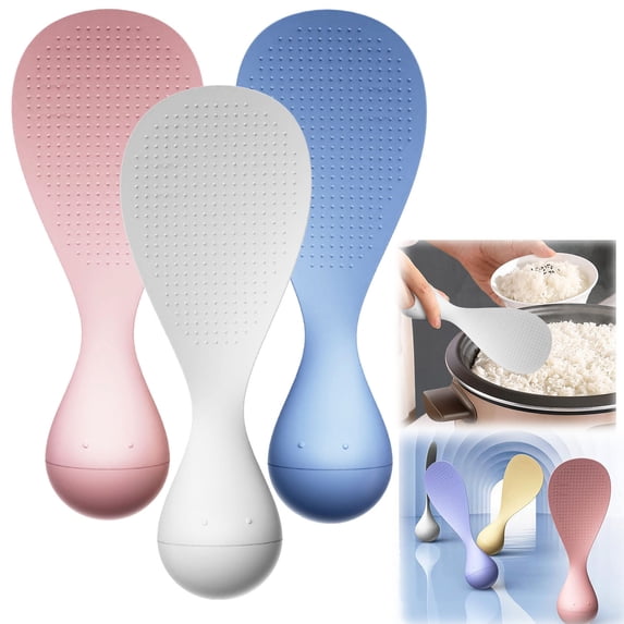 Tumbler Rice Spoon • Stand-Up Nonstick Plastic Rice Spatula for Rice Cooker – Ergonomic Heat-Resistant, Easy to Clean, Multiple Color Options, 6.94 x 2.63 in