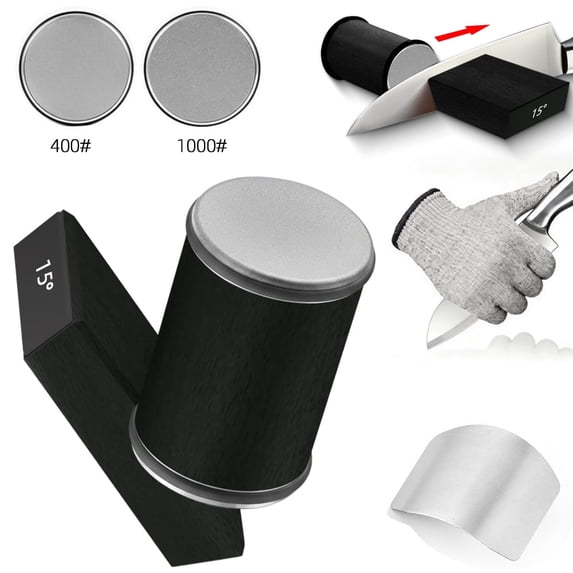 TVQUYET Tumbler Rolling Knife Sharpener - 15 & 20 Magnetic Guide #1000/#400 Diamond Sharpening Stone Roller Knife Sharpener System Kit for Kitchen Knives