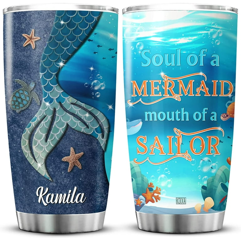 Tumbler Soul Of A Mermaid Mouth Of A Sailor Cup With Lid 20 Oz