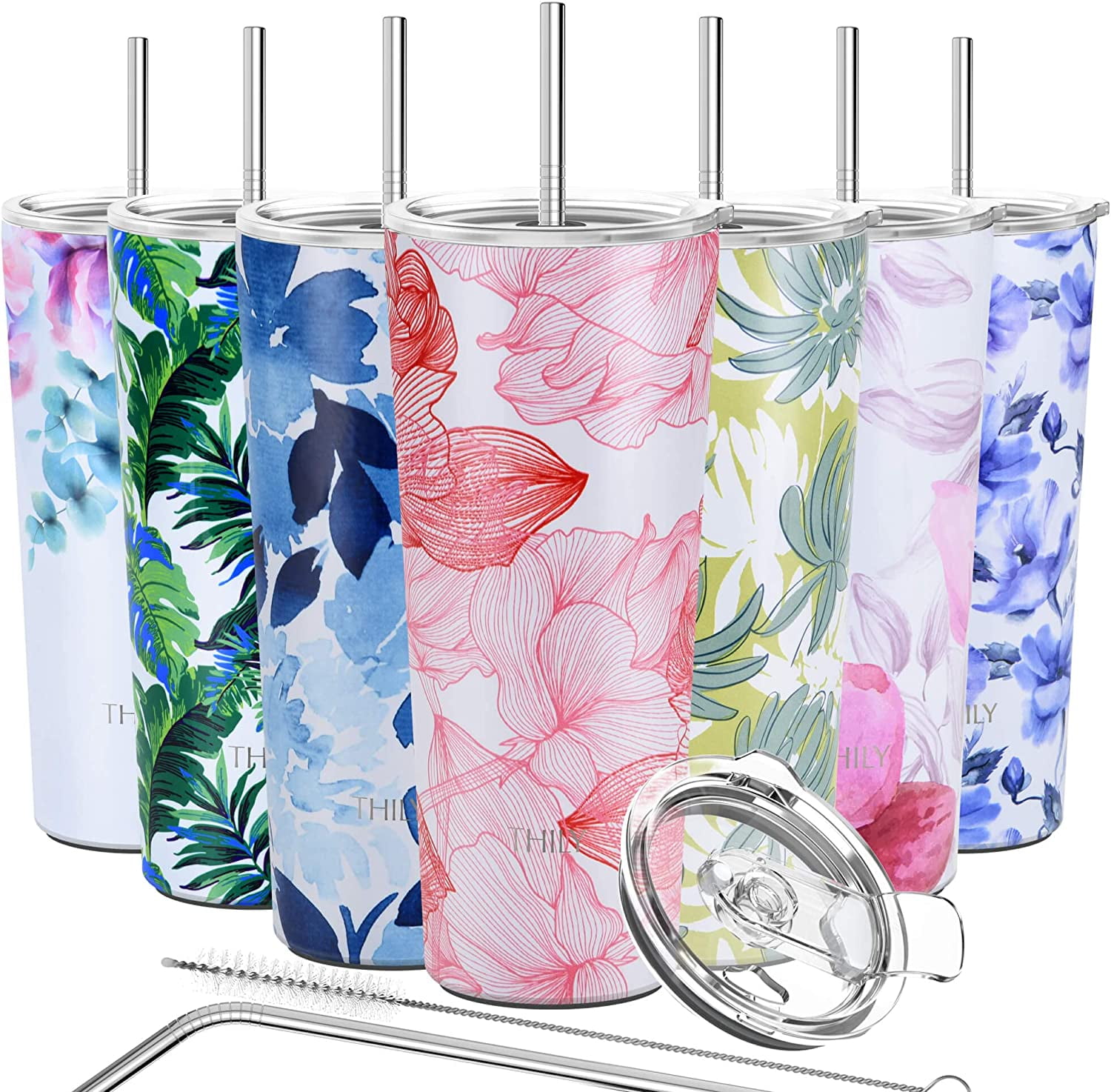 THILY 26 oz Stainless Steel Tumbler, Triple-Insulated Hot/Cold Thermal Travel  Mug, Splash-Proof Lid, Red Lotus - Walmart.com
