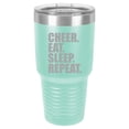 thumbnail image 1 of Tumbler Stainless Steel Vacuum Insulated Travel Mug Cheer Eat Sleep Repeat Cheerleader (Teal, 30 oz), 1 of 1