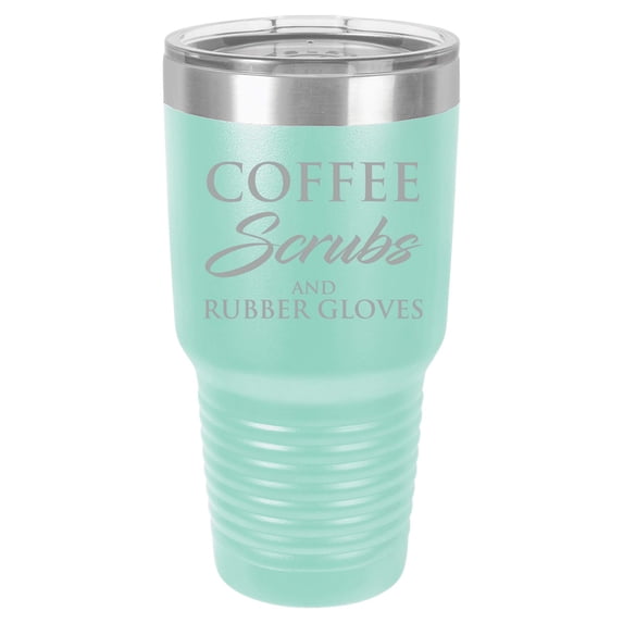 Tumbler Stainless Steel Vacuum Insulated Travel Mug Coffee Scrubs And Rubber Gloves Nurse Doctor Dentist Dental Assistant Therapist (Teal, 30 oz)