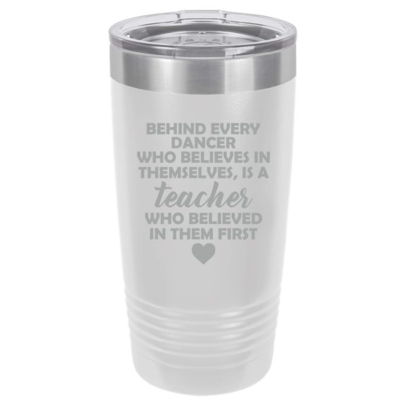 Tumbler Stainless Steel Vacuum Insulated Travel Mug Dance Teacher Gift (White, 20 oz)