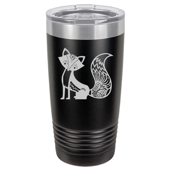 Tumbler Stainless Steel Vacuum Insulated Travel Mug Fancy Fox (Black, 20 oz)