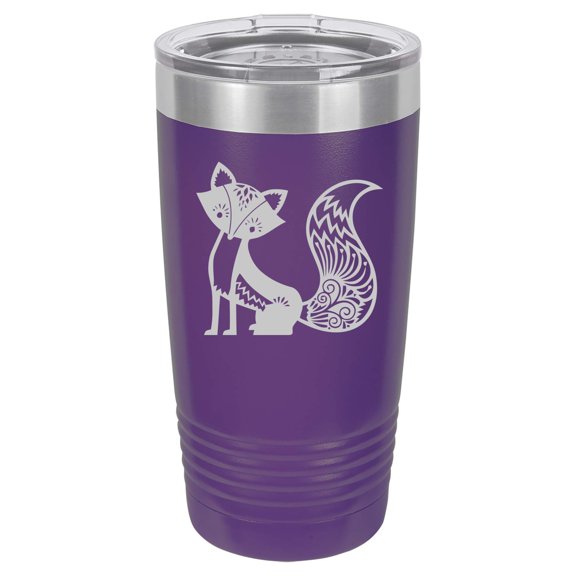 Tumbler Stainless Steel Vacuum Insulated Travel Mug Fancy Fox (Purple, 20 oz)