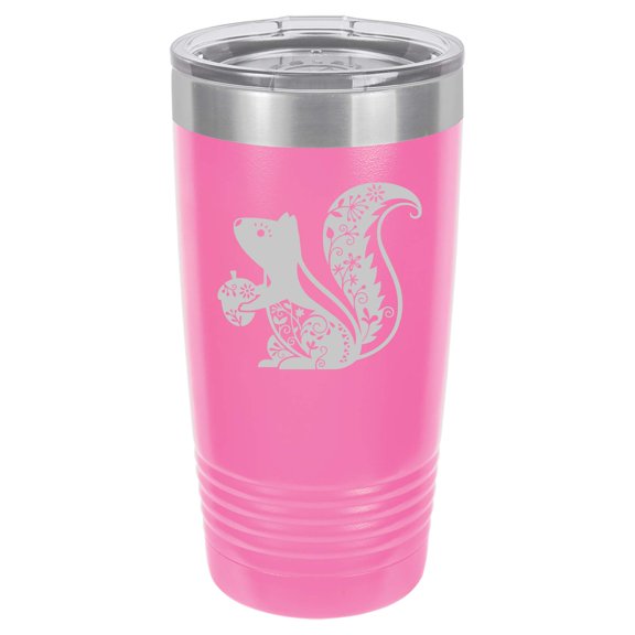 Tumbler Stainless Steel Vacuum Insulated Travel Mug Fancy Squirrel (Hot-Pink, 20 oz)