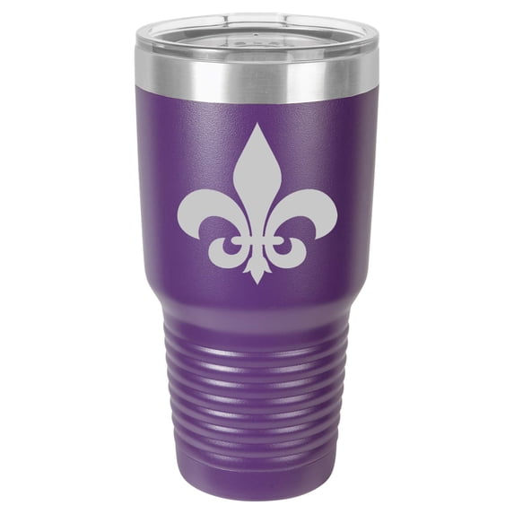 Tumbler Stainless Steel Vacuum Insulated Travel Mug Fleur-De-Lis (Purple, 30 oz)
