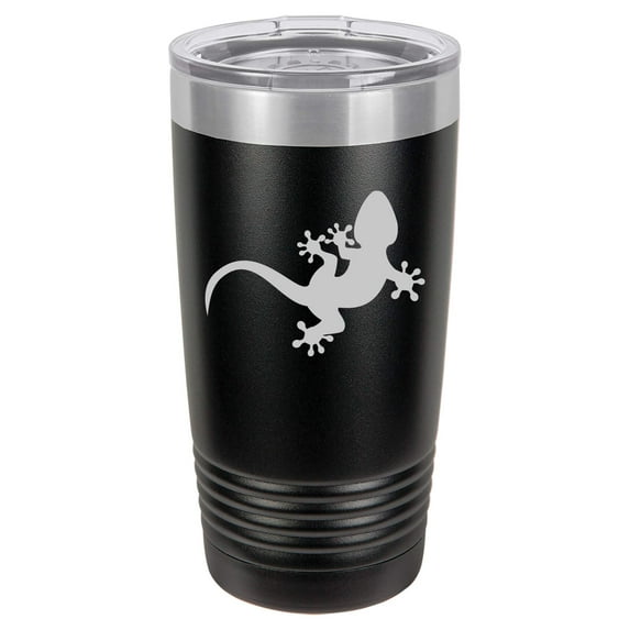 Tumbler Stainless Steel Vacuum Insulated Travel Mug Gecko Lizard (Black, 20 oz)