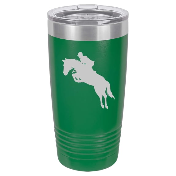 Tumbler Stainless Steel Vacuum Insulated Travel Mug Horse With Rider (Green, 20 oz)