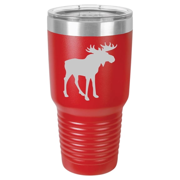 Tumbler Stainless Steel Vacuum Insulated Travel Mug Moose (Red, 30 oz)