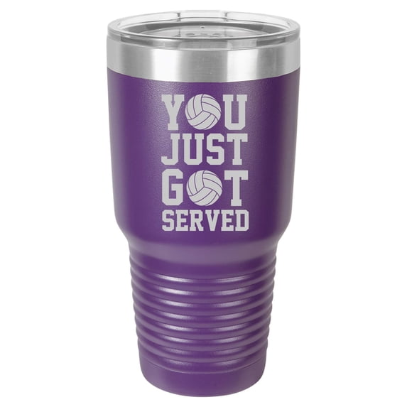 Tumbler Stainless Steel Vacuum Insulated Travel Mug You Just Got Served Volleyball (Purple, 30 oz)