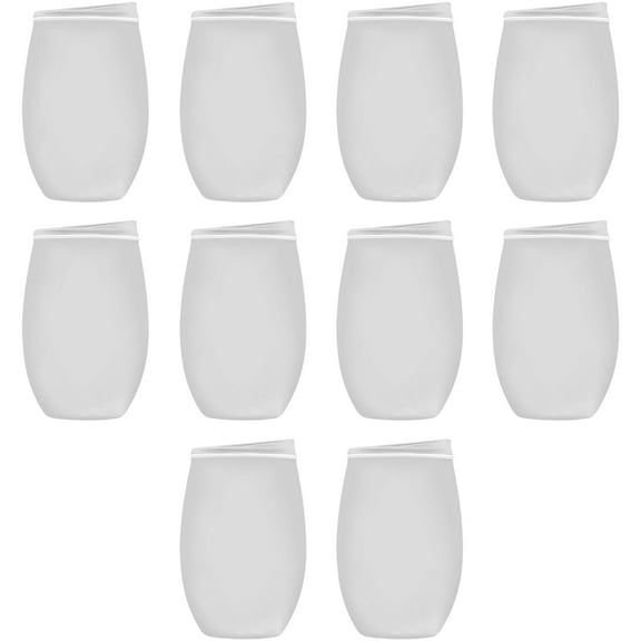 Tumbler Stemless Wine Glasses 16 oz. Set of 10, Bulk Pack - Perfect for Wine, Cocktails, Other Hot & Cold Beverages - White
