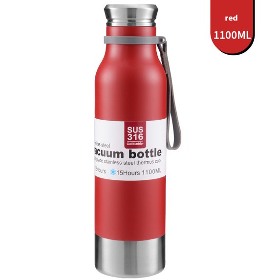 Tumbler Thermo Water Bottle Large Capacity Portable Outdoor Sports Water Bottle Tea Water Stainless Steel Thermos Vacuum Cup (red-1100ml)