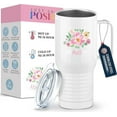 thumbnail image 1 of Tumbler, Travel Coffee Mug with Handle and Slider Lid, White 20 oz Polar Camel, Stainless Steel, Vacuum Insulated, 1 of 10