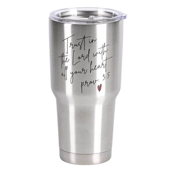 Dicksons SSTUM-129 Trust With All Your Heart Silver Tone 30 Ounces Stainless Steel Travel Tumbler