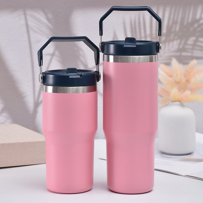 Tumbler With Flip Straw, Leak Proof Stainless Steel Tumbler with Top