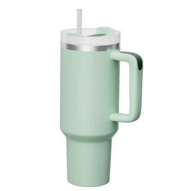 Tumbler With Handle 40 oz Travel Mug Straw Covers Cup with Lid Insulated Quencher Stainless Steel Water Iced Tea Coffee Gift- Bay leaf