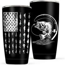 Tumbler for Men American Flag Patriotic Coffee Tumbler for Men Fishing Lover 20 oz Vacuum Insulated Stainless Steel Fishing Travel Mug Gifts for Him